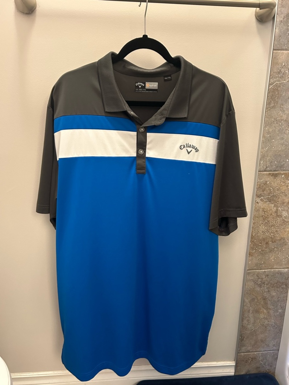SOLD Callaway Blue, White & Charcoal Performance Golf Polo